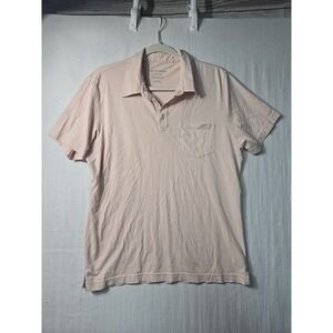 Outerknown Men's Pale Pink Organic Pima Cotton Polo Shirt Size M Casual Pocket‎